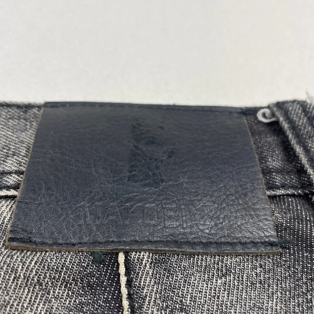 Makobi Denim Co Distressed Moto Jeans Mens 36x32 Faded Black Biker Distressed - Picture 4 of 7